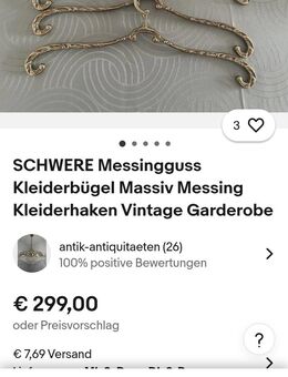 Messingkleiderständer und 2 passende Messingkleiderbügel günstig abzugeben - Kamp-Lintfort