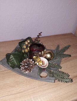 weihnachtliches Dekogesteck mit Glas für Teelicht oder kleine Kerze - Euskirchen Zentrum