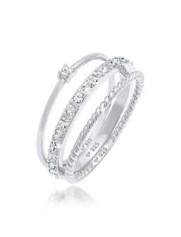 Elli Solitärring Ringset (3 tlg) 925 Silber, mit Kristallen von Swarovski®