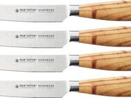 Felix Solingen Steakmesser (4 Stück), Chrom-Molybdän-Vanadium-Stahl, Griff aus Olivenholz