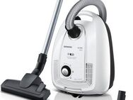 SIEMENS Bodenstaubsauger iQ300 plus VSP3T212, Made in Germany, Hygiene-Filter, kompakt, 900 W, mit Beutel, für Hartboden/Teppich, Turbodüse, XXL-Polsterdüse, langes Kabel, weiß