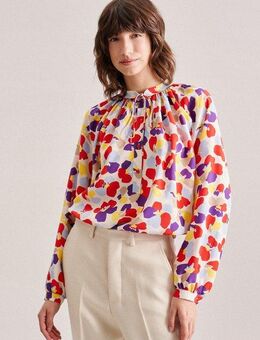 seidensticker Klassische Bluse Schwarze Rose Langarm Kragen Druck