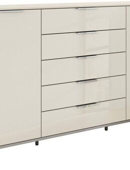 rauch Schubkastenkommode Kommode Türkommode Sideboard Kombikommode FLIPP mit Glasfront (Breite 160/180 cm mit 4 Einlegeböden), 2-trg mit 5 Schubladen und Soft-Close-Funktion, Glasfront, 2 Breiten