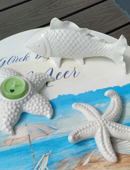 %% je 2 €.. Maritime Keramik Deko Fisch Seestern Teelichthalter - Rheinbach