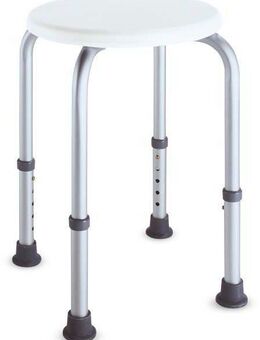 Bischoff & Bischoff Duschhocker DH 40 R in rund, Dusch-Hilfe, höhenverstellbar, belastbar bis 100 kg, Duschstuhl, Duschsitz, Badhocker