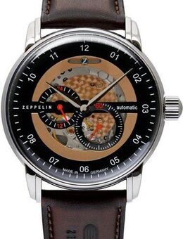 ZEPPELIN Automatikuhr New Captain´s Line 8664-5, Mechanische Uhr, Armbanduhr, Herrenuhr, Lederarmband, Made in Germany