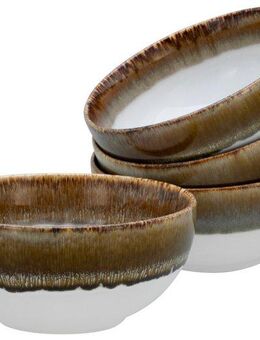 CreaTable Schale Cascade, Buddha Bowl 17,5 cm 4-tlg, Steinzeug, (Set, 4-tlg), Rekativglasur, Healthy Food