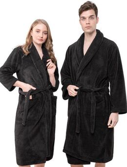 HAMMETEX Bademantel Bademantel unisex, ultraweicher & flauschiger Fleecemantel, Langform, Fleece, Schalkragen, Gürtel, ideal für Sauna & Spa, Hotelbademantel, Morgenmantel