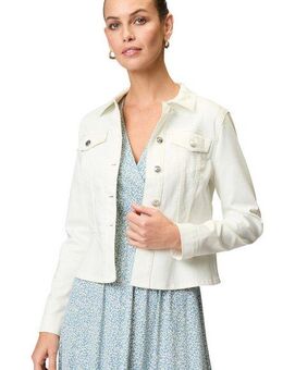 Zero Jackenblazer zero Damen Jeansjacke weiß mit Knopfleiste Knopfleiste