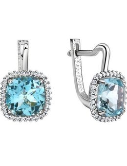 Fascination by Ellen K. Paar Ohrhänger Weißgold 375 mit echtem Blautopas (beh) und Zirkonia-Steinen