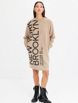 bonprix Sweatkleid Oversize-Sweatkleid aus weichem Baumwoll-Mix