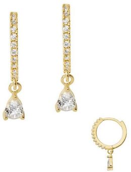 Firetti Paar Creolen Schmuck Geschenk Silber 925 Glitzercreolen Solitär, Made in Germany - mit Zirkonia (synth)