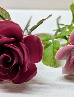 2 Vintage Porzellan Blumen Rosen - Mendig