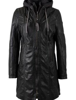 Mauritius Ledermantel MWMilene mit Nylonkapuze und Stehkragen