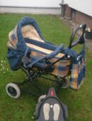 Teutonia Kinderwagen blau-kariert in 22047