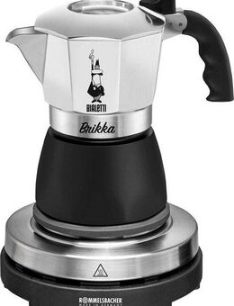 Rommelsbacher Einzelkochplatte Geschenk-Set: Original Bialetti Moka Kanne Brikka + Reisekochplatte
