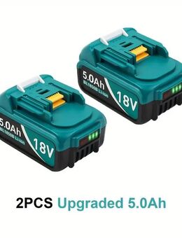 2er-Pack 18V 5.0Ah Verbesserte Wiederaufladbare Lithium-Ionen-Akkus, Kompatibel mit Makita 18V Werkzeugen und Ladegeräten - Wuppertal