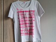 Gerry Weber: Noch wie neues, weißes Shirt mit Print, Gr. 38, Baumwolle - Brilon