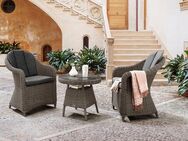 Destiny Balkonset MALAGA, (7-tlg., 2x Sessel, 1x Beistelltisch, inkl. Auflagen), Aluminium, Polyrattan