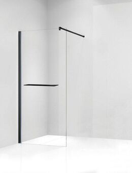 welltime Walk-in-Dusche Plus, Einscheibensicherheitsglas, Duschwand inkl. Ablage mit Handtuchhalter, mit Aluminium-Wandprofil