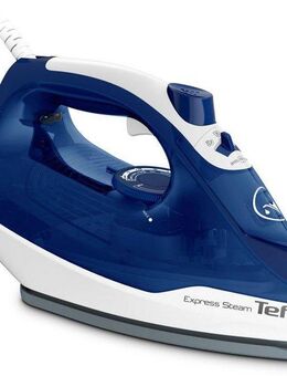 Tefal Dampfbügeleisen Express Steam FV2838, 2400 W, Keramik-Bügelsohle, 2400 W, 180 g/Min. Dampfstoß, Tropfstopp, 270 ml Fassungsvermögen, blau