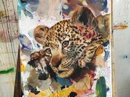 Wandbild Leopard Handgemalt auf Leinwand 30 x 40 cm - Leipzig
