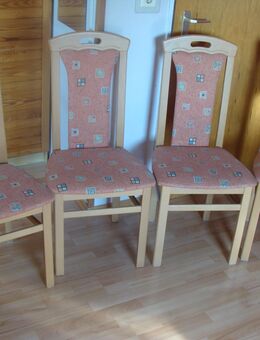 4 Esszimmerstühle helles Holz rose gemusterter Stoffbezug - Berlin Spandau