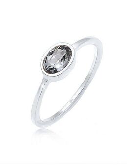 Elli Verlobungsring Oval Glas Kristalle Grau 925 Sterling Silber
