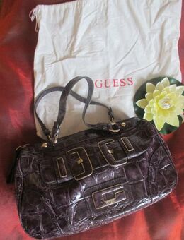 NEU * Kroko- Style * Lack- Leder * Henkel * Hand- TASCHE * Bag * Tote "GUESS" Original * lila * aubergine * - Riedlingen