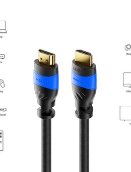 HDMI Leitung 2.0a/b, High Speed, UHD 2160p 4k-60Hz, 3D full HD, YUV 4:4:4 HDR, HDCP 2.2, ARC CEC, Ethernet 18Gbps, schwarz, 2m lang - Fürth