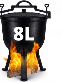 BBQ Dutch Oven Eintopf handgefertigt mit Füße ca. 8l für Lagerfeuer Grillen Set253232 - Wuppertal