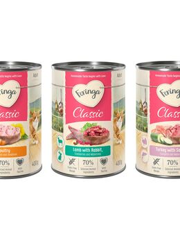 Probiermix Feringa Classic Meat 6 x 400 g Mixpaket 4 (Geflügel, Lamm & Kaninchen, Lachs & Truthahn)
