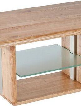 Vierhaus Couchtisch Viola, Massivholz, Ablage Glas satiniert, rollbar