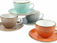 CreaTable Tasse Tassen Set VINTAGE NATURE, Porzellan, 4 Kaffeetassen, 4 Untertassen