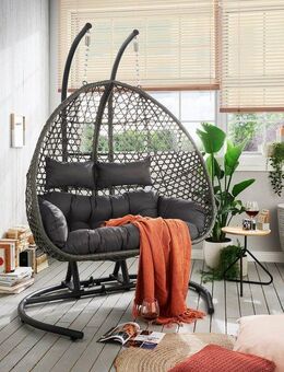 Destiny Hängesessel COCO DROP DOUBLE, Stahl, Polyrattan, mit Gestell, inkl. Auflagen