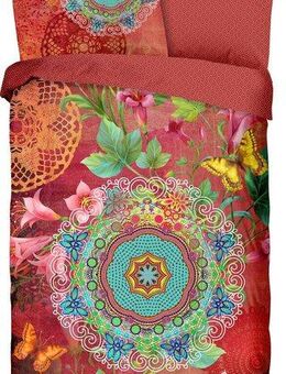 hip Wendebettwäsche Novali, Satin, 2 teilig, Mako-Satin, 135x200, Reißverschluss, Wende, Mandala Blumen, Terrakotta