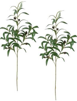 Kunstpflanze Olivenzweig 2er Set, I.GE.A., Höhe 77 cm, Mit schwarzen Oliven 77cm mediterrane Zweige Dekozweig Olivenblätter