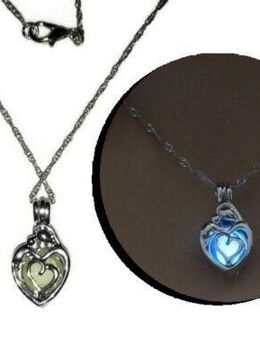 Leuchtende Herz Glow Dark Damen Anhänger mit Kette Halskette Schmuck Strass Blau  14,90 €* - Villingen-Schwenningen