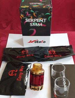 Wotofo Sepent SMM, RTA, Gold,mit rotem Glas! FP. 26€. Top Zustand. SAMMLUNGSVERKLEINERUNG! Selbstwickler, Tank für Akkuträger, E Zigarette, Vape. - Bühl
