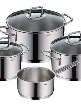 Silit Topf-Set Extra Cook, Edelstahl 18/10 (Set, 7-tlg., 4-teiliges Kochgeschirr-Set), SiliTherm Universalboden, induktionsgeeignet, spülmaschinengeeignet