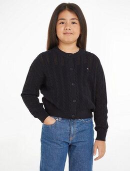 Tommy Hilfiger Strickjacke ESSENTIAL CABLE REGULAR CARDIGAN Kinder bis 16 Jahre mit Logostickerei