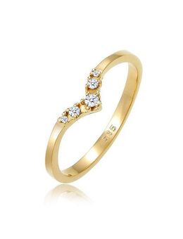 Elli DIAMONDS Verlobungsring V-Form Diamant (0.07 ct) 585 Gelbgold