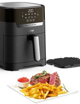 Tefal Heißluftfritteuse Easy Fry & Grill Precision, 2-in-1 Heissluftfritteuse & Grill, 1550 W, XL Kapazität, 8 Programme, weniger Fett, Druckguss-Grillrost, EY5058
