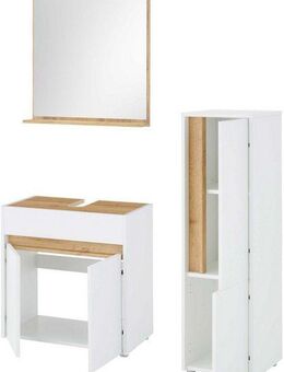 INOSIGN Badmöbel-Set CITY/ GIRON, Bad im zeitlosen Design, 3-teiliges Badezimmer, (Set, 3-St), Badschränke und Spiegel, in zwei Farben verfügbar, viel Stauraum