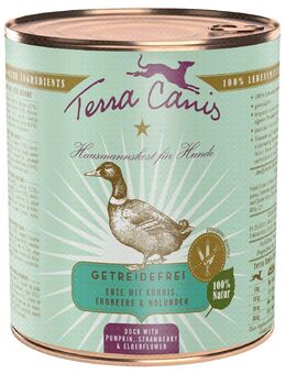 Sparpaket Terra Canis getreidefrei 12 x 800 g - Ente mit Kürbis, Erdbeeren & Holunder