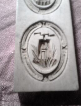 Springerle Biedermeier ovale2 Medaillons fein um 1860 Nußbaum 5,5 x 13 cm Provenienz: Bäckerei Gauss Bretten Baden Württemberg - Sternenfels