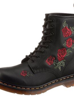 DR. MARTENS Vonda Schnürboots Blockabsatz,Schnürschuh,Stiefelette, Blüten-Stickerei - schmale Form