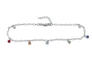 Zeeme Armband Silber 925 rhodiniert mit bunten Kristallen 16+3cm lang