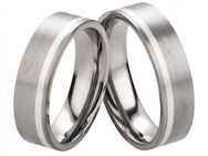 Schlichte Titanringe mit Silber T014 mit gratis Gravur - Aholming
