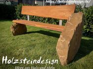 Bank, Gartenbank, Sitz-Gelegenheit Stein (Quarzit) und Holzbank - Argenthal